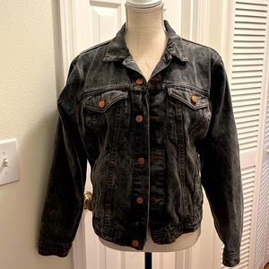 Plain Pockets vintage charcoal denim jacket